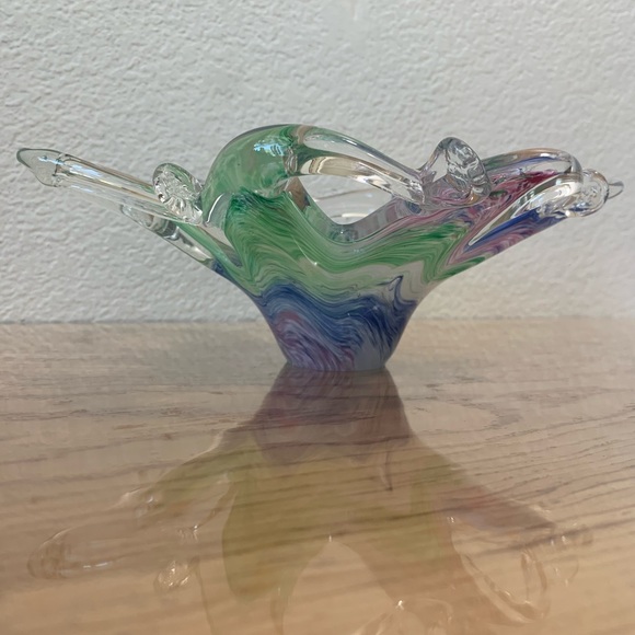 Unknown Art Glassware Art Glass Sunburst Starfish Rainbow Swirl